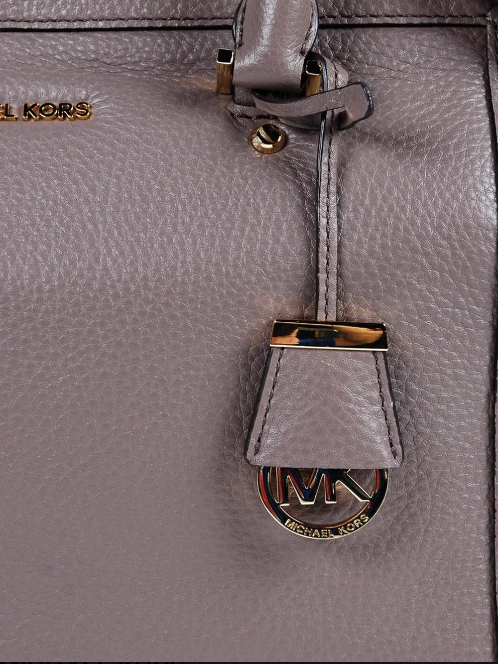 Michael Kors Collin’s Large Leather Taupe Leather Satchel with Gold Hardware